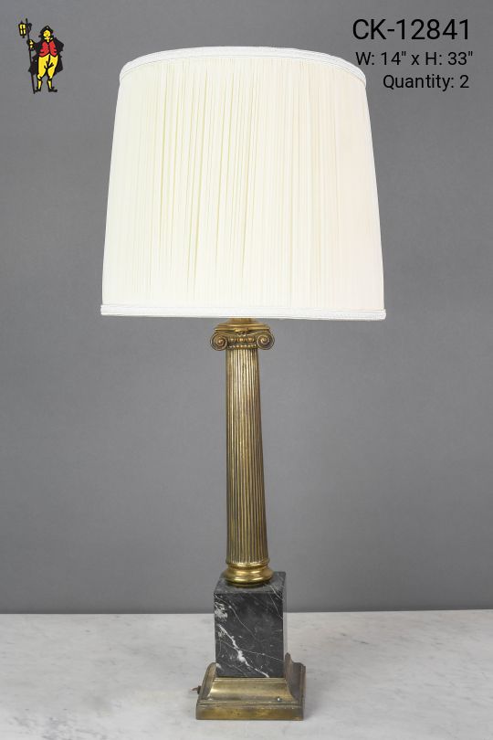 Black Marble & Brass Column Table Lamp