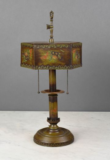 Metal Shaded Single Candle Table Lamp