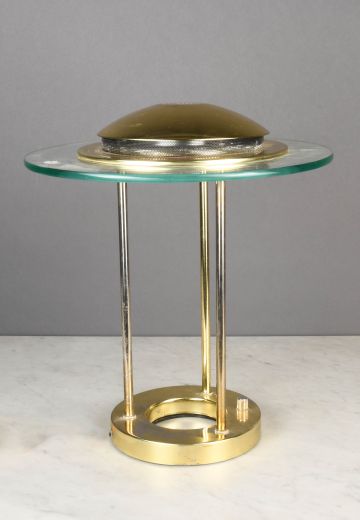 Round Glass Shaded Brass Table Lamp
