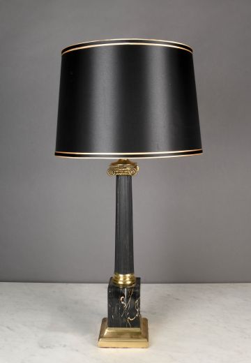Black & Brass Column Table Lamp