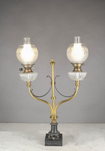 Electrified Faux Oil Two Light Oversize Table Lamp