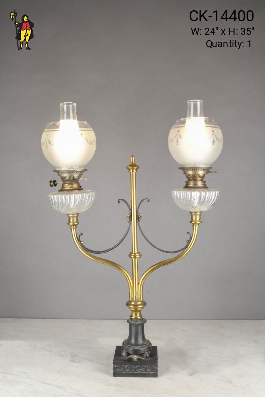 Electrified Faux Oil Two Light Oversize Table Lamp