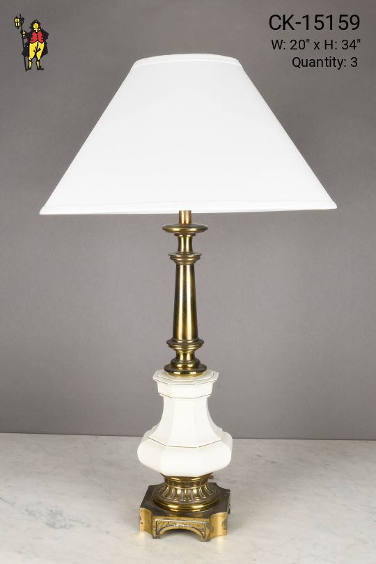 Brass & White Ceramic Oversize Table Lamp