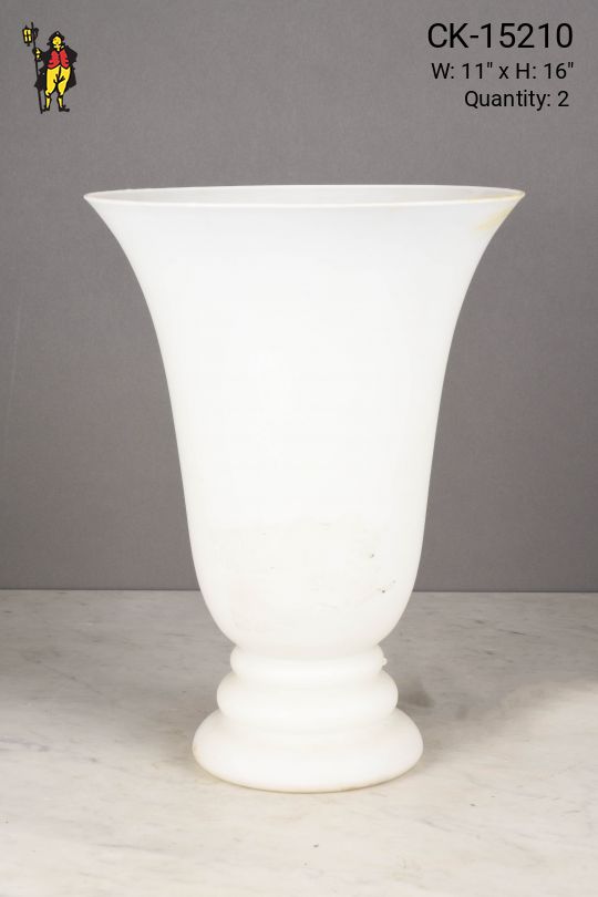 Large Torchiere Style White Glass Table Lamp