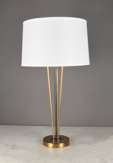 Antique Brass & Black Mid Century Table Lamp