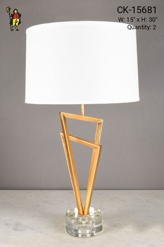 Brass & Lucite Base Abstract Table Lamp