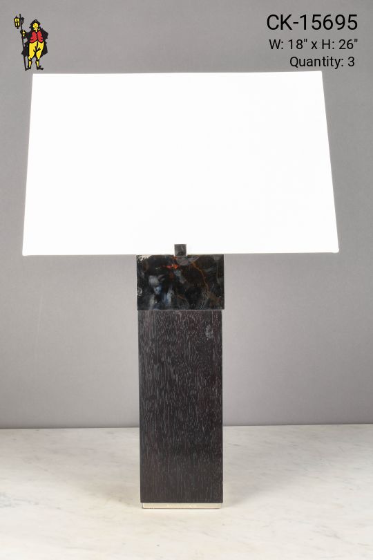 Wood & Chrome Modern Table Lamp