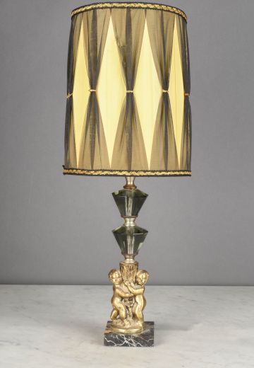 Brass & Glass Figure Table Lamp