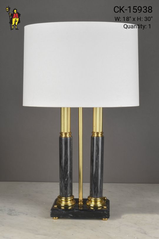 Black Marble & Brass Two Candle Bouliette Lamp