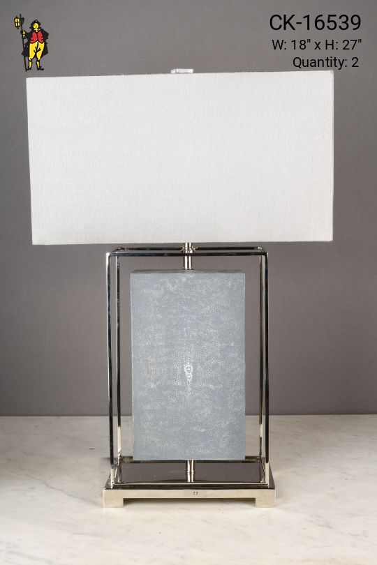 Blue & Polished Nickel Table Lamp