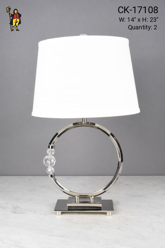 Chrome Circular Modern w/Crystal Accent Table Lamp