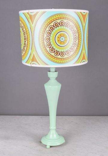 Green Textured Mid Century Table Lamp
