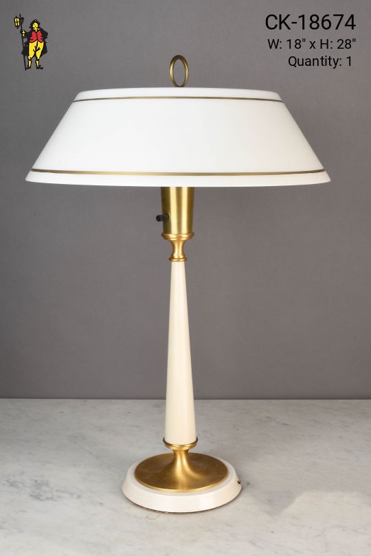 White w/Gold Accent Mid Century Table Lamp
