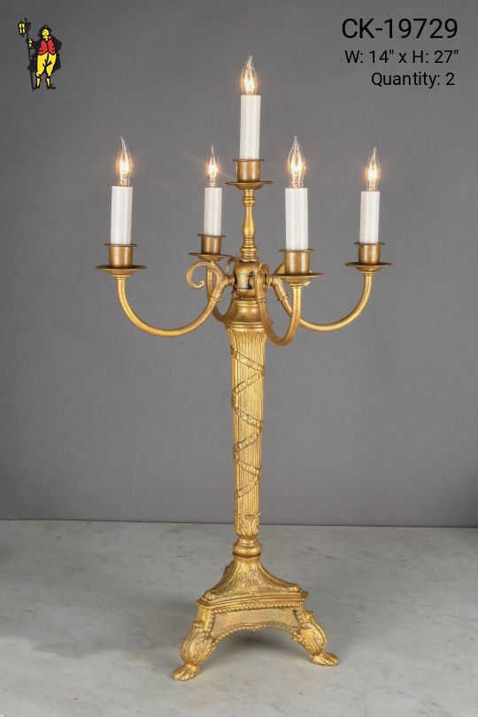 Brass Five Light Candelabra