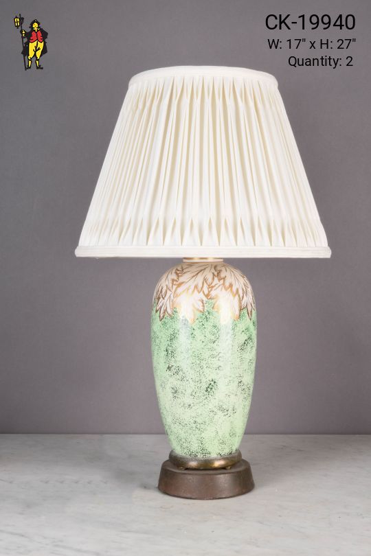 Green & Gold Leaf Ceramic Table Lamp