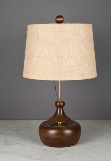 Wooden Mid Century Pull Down Switch Table Lamp (Different Stain Colors)