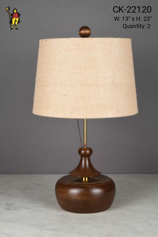 Wooden Mid Century Pull Down Switch Table Lamp (Different Stain Colors)