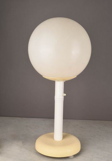 White Plastic Globe Shaded Table Lamp