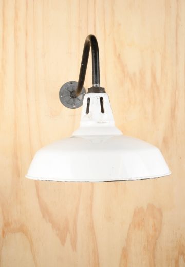 16" White Porcelain Enamel Wall Mounted RLM w/Curved Arm