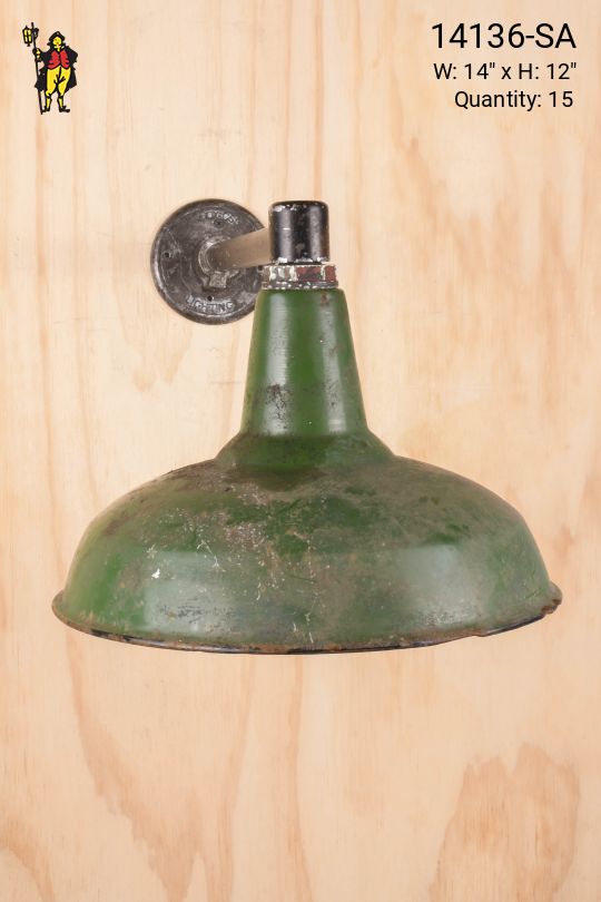 14" Green Porcelain Enamel Wall Mounted RLM w/Straight Arm