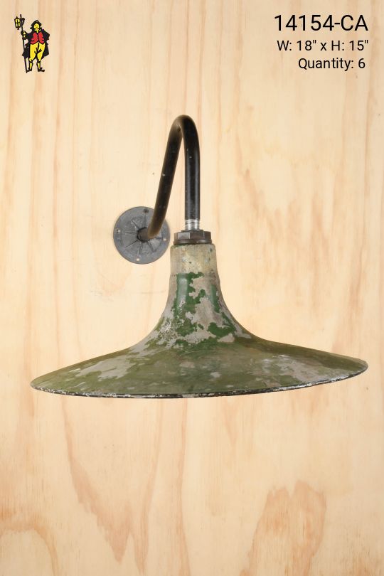 18" Distressed Green "Saucer" Porcelain Enamel Wall Mounted RLM w/Curved Arm