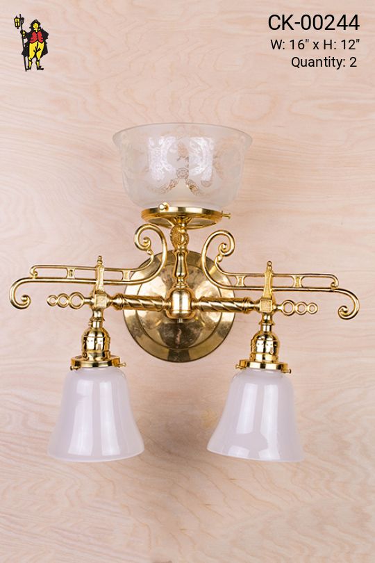Three Light Combo Oil Style Electrified Wall Sconce
