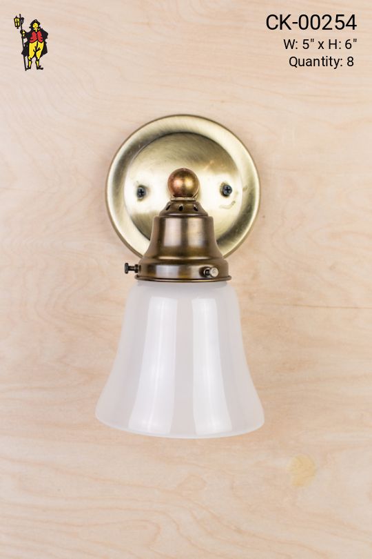 Simple Down Light Brass Wall Sconce With Frosted Shade
