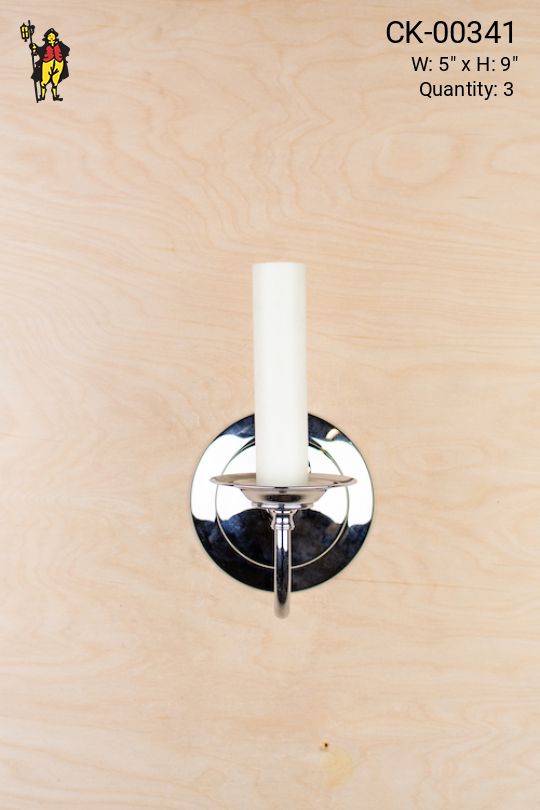 Polished Nickel One Candle Wall Sconce