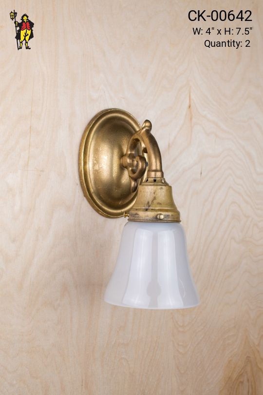 One Light Brass Wall Sconce With Frosted Glass Shade
