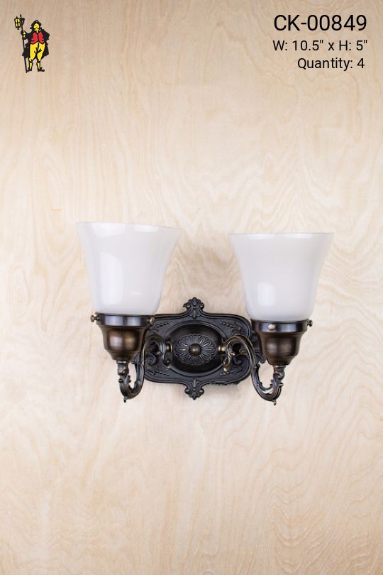 Two Light Bronze Wall Sonce w/Frosted Glass Shades