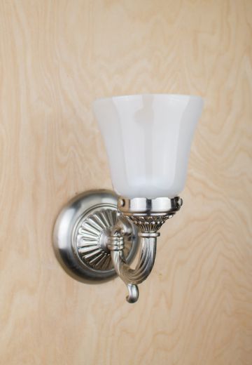 One Light Silver Wall Sconce w/Frosted Glass Shade