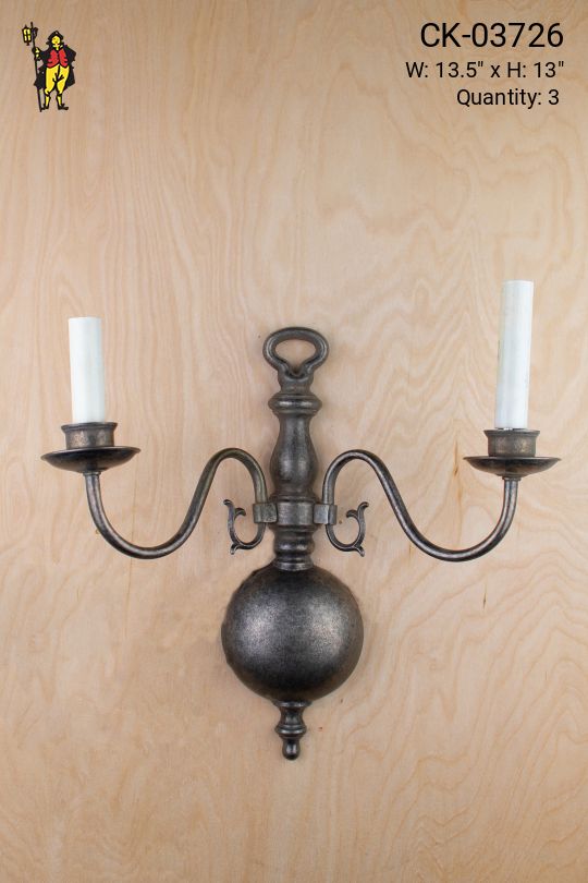 Two Candle Curved Arm Wall Sconce