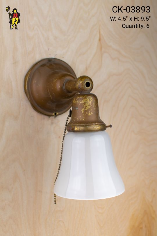 Straight Arm Wall Sconce w/Frosted Glass Shade & Pull Chain