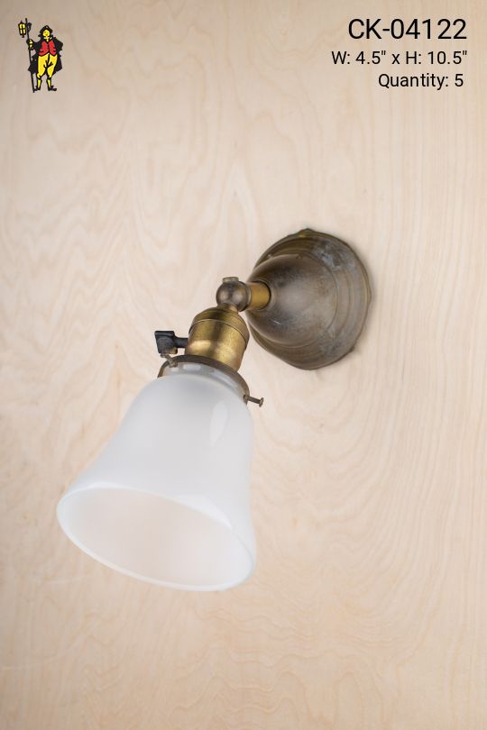 Antique Brass One Light Wall Sconce w/Frosted Glass Shade