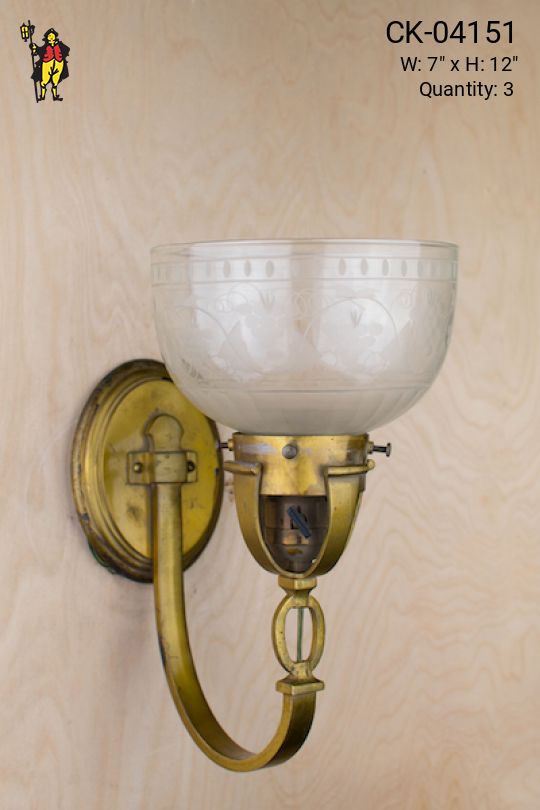 Brass Curved Arm Wall Sconce