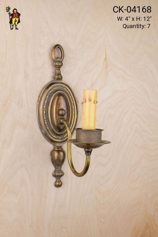 One Candle Curved Arm Brass Wall Sconce