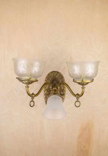 Three Light Curved Arm Wall Sconce w/Multiple Glass Shades