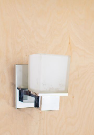 Polished Nickel Wall Sconce w/Frosted Glass Square Shade