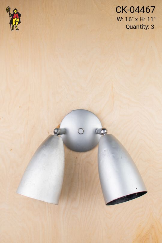Two Light Silver Exterior Bullet Reflector Wall Sonce