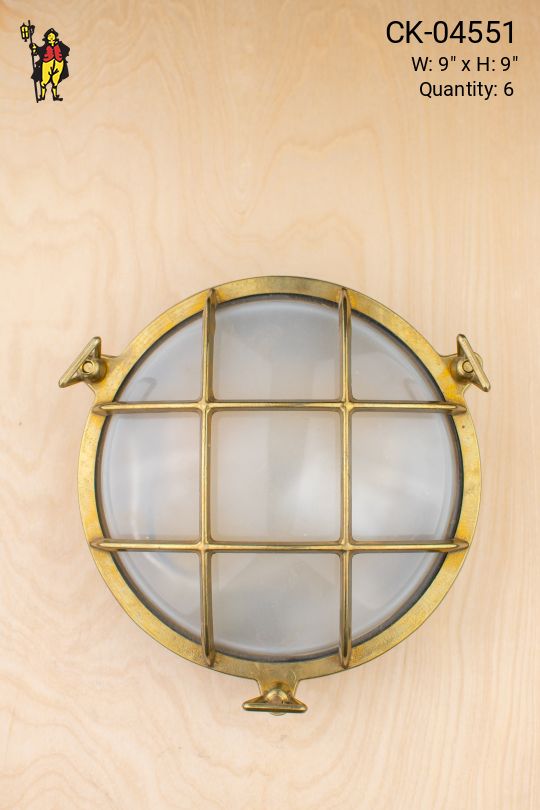 Round Brass Cage Wall Scone