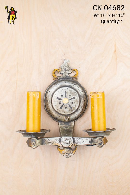 Nickel Two Gothic Candle Wall Sconce
