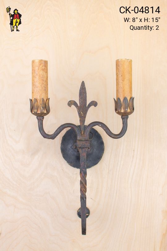 Two Candle Curved Arm Wall Sconce