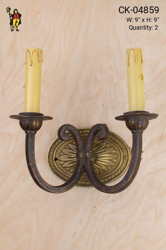 Two Candle Art Deco Wall Sconce