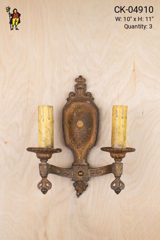 Gothic Two Candle Distressed Wall Sconce