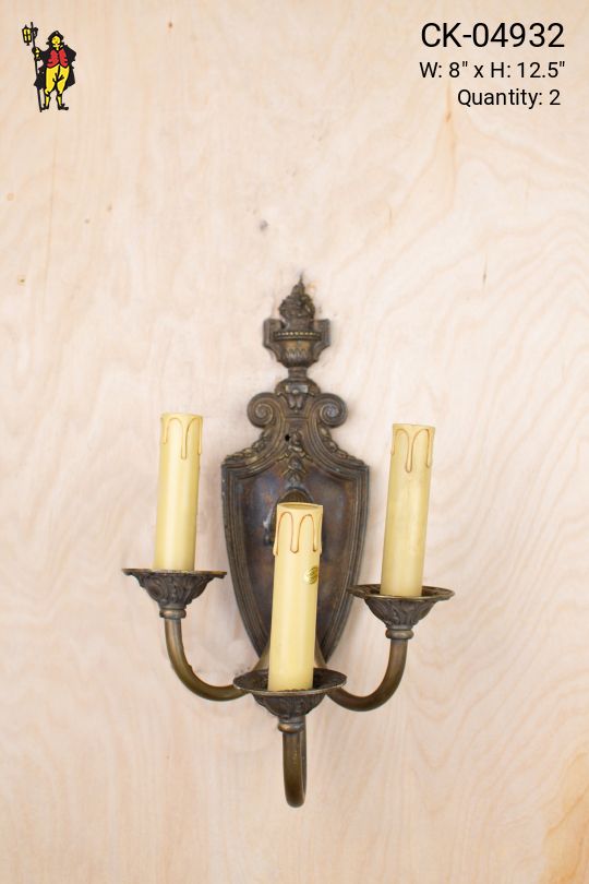 Three Candle Pre War Wall Sconce