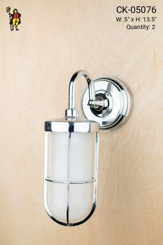 Mid Century Modern Polished Chrome Lantern Wall Sconce