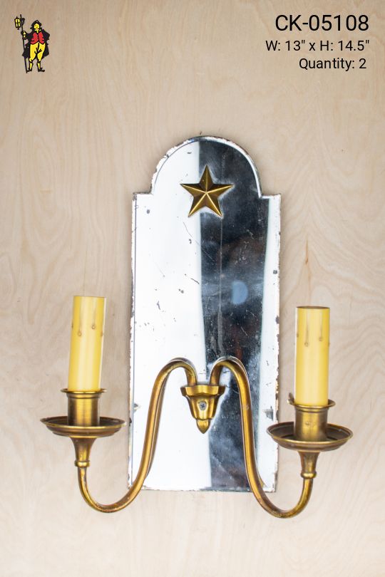 Mirrored Backplate Two Candle Wall Sconce
