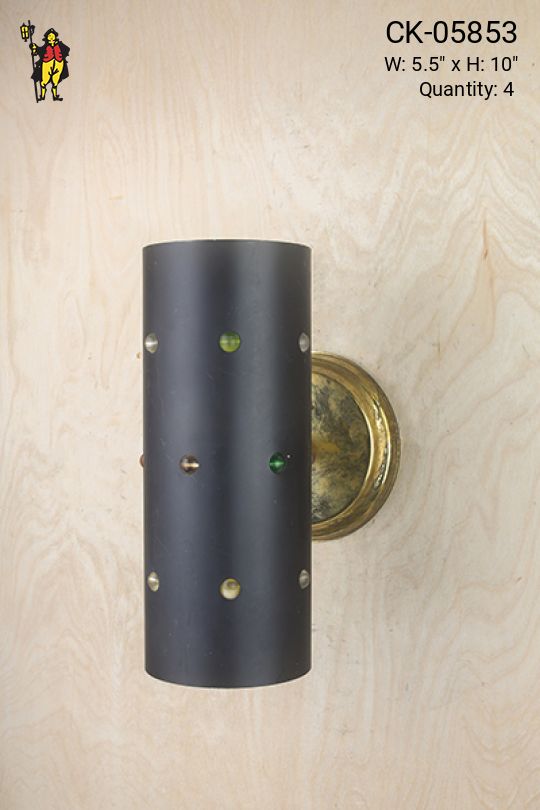 Black Can Wall Sconce w/Multicolored Marbles
