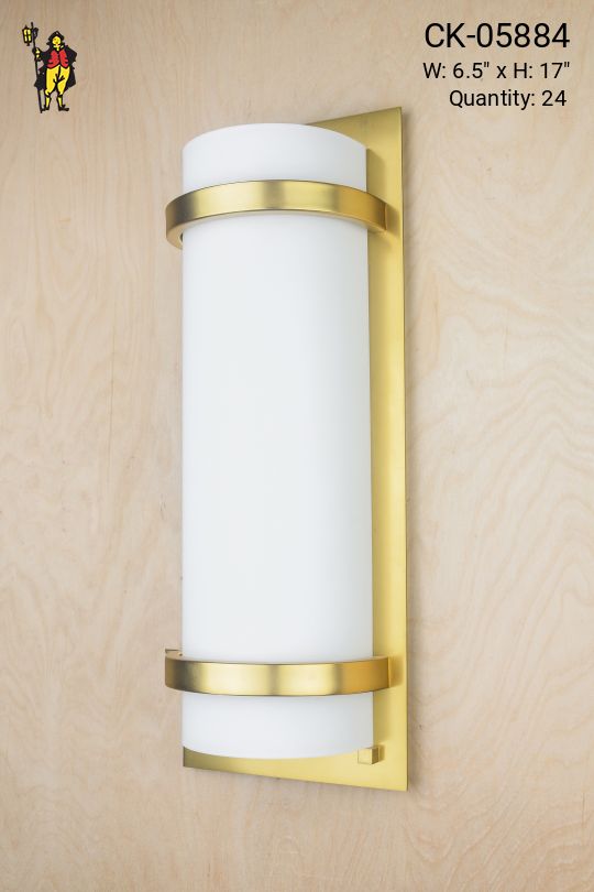 Mid-Century Brass Wall Sconce w/Frosted Glass