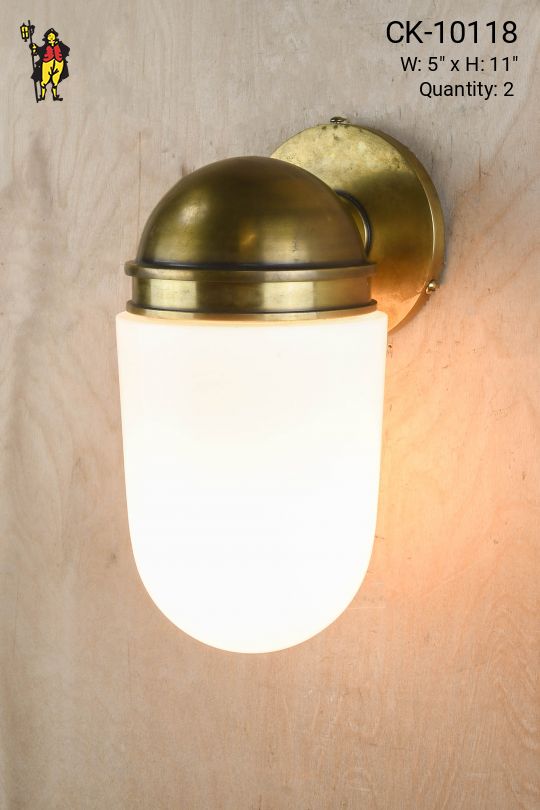 Brass & Glass Down Light Wall Sconce